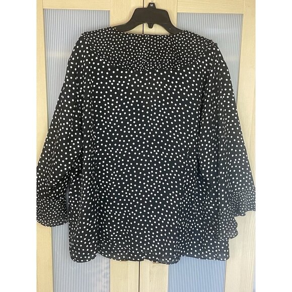 Jones New York Black Polka-Dot Blouse Sz 3X Ruffles Party Career Boho Top - Picture 4 of 5